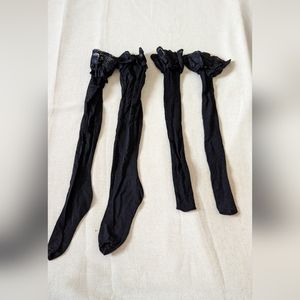 3/$10 SALE - Two Pairs of Black Stockings - One Size Fits Most